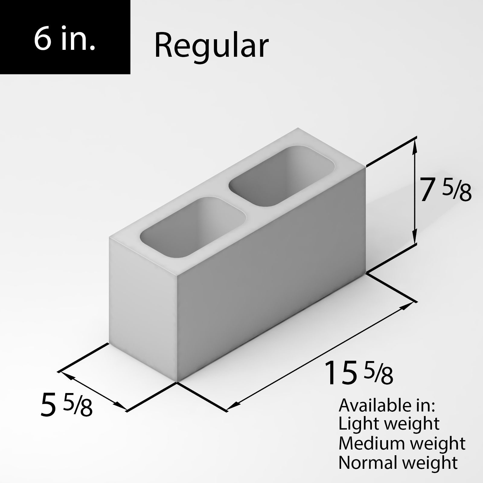 16 in. x 8 in. x 8 in. Light Weight Concrete Block Regular